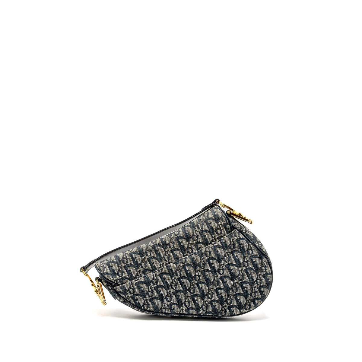 DIOR VINTAGE SADDLE BAG CANVAS / LEATHER BLUE/MULTICOLOUR GHW