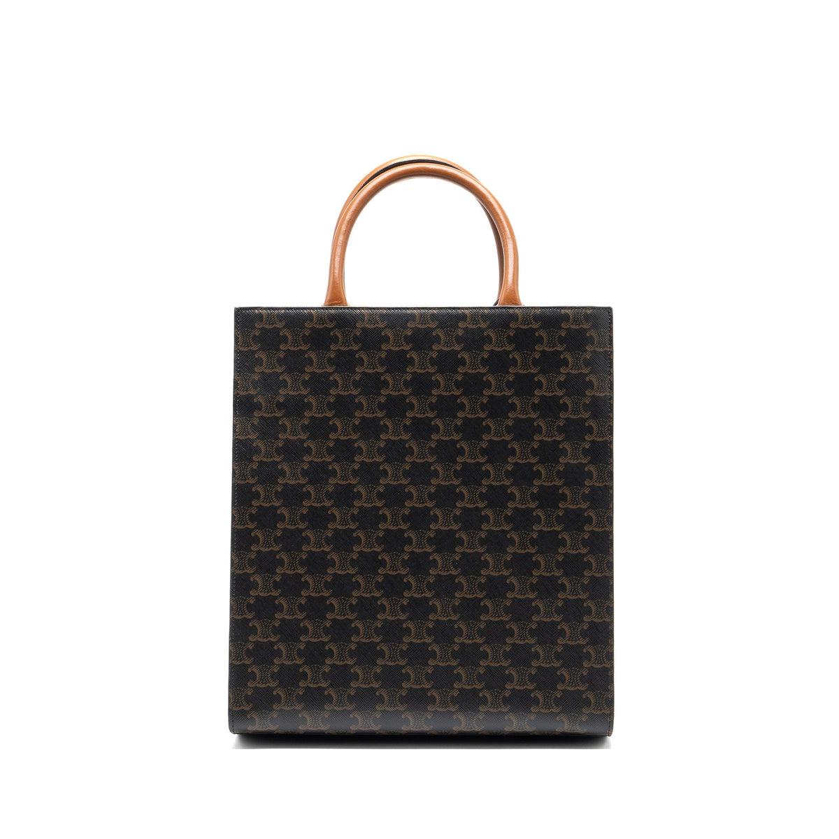 CELINE SMALL CABAS VERTICAL IN TRIOMPHE CANVAS/CALFSKIN TAN GHW