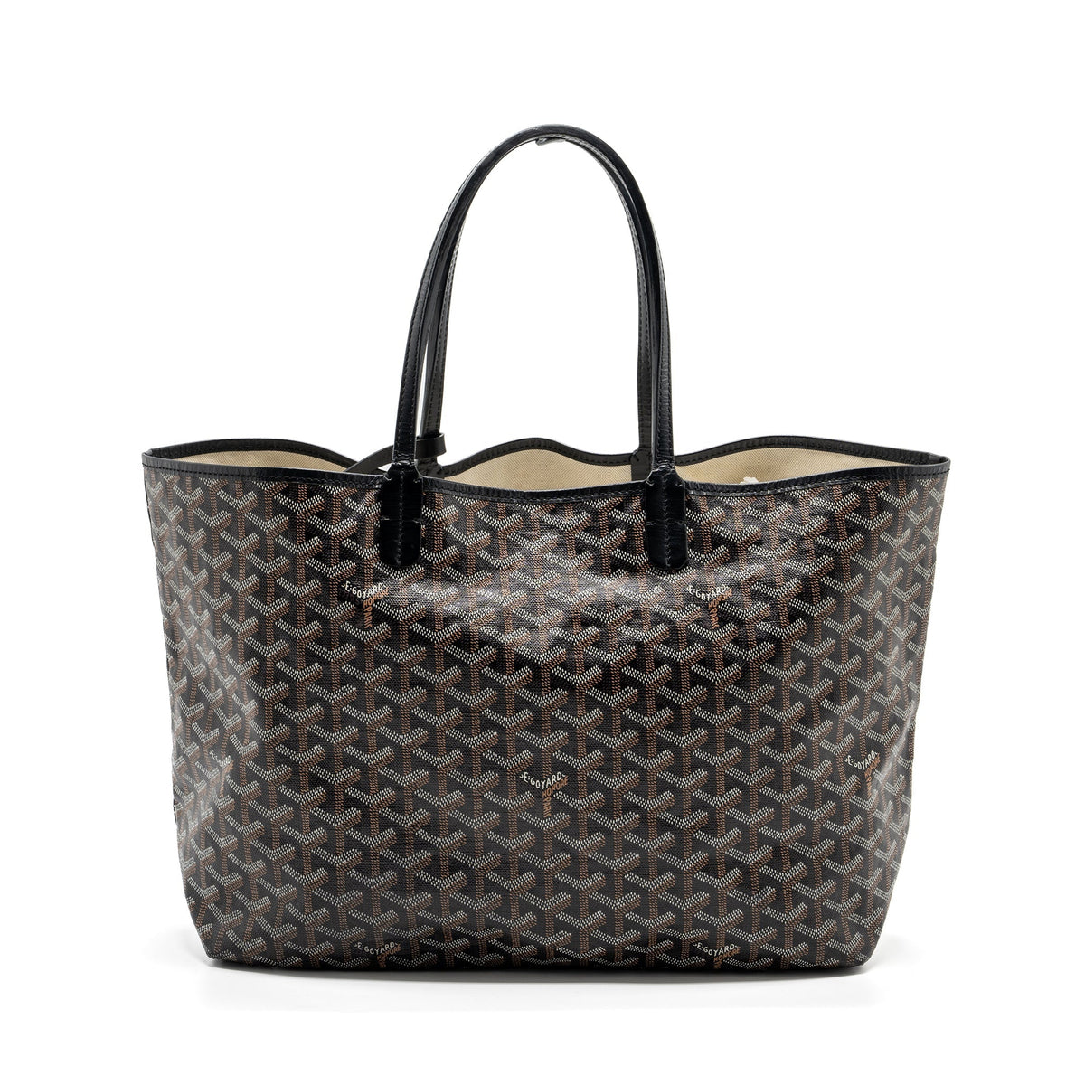 GOYARD SAINT LOUIS PM TOTE BAG GOYARDINE CANVAS BLACK SHW