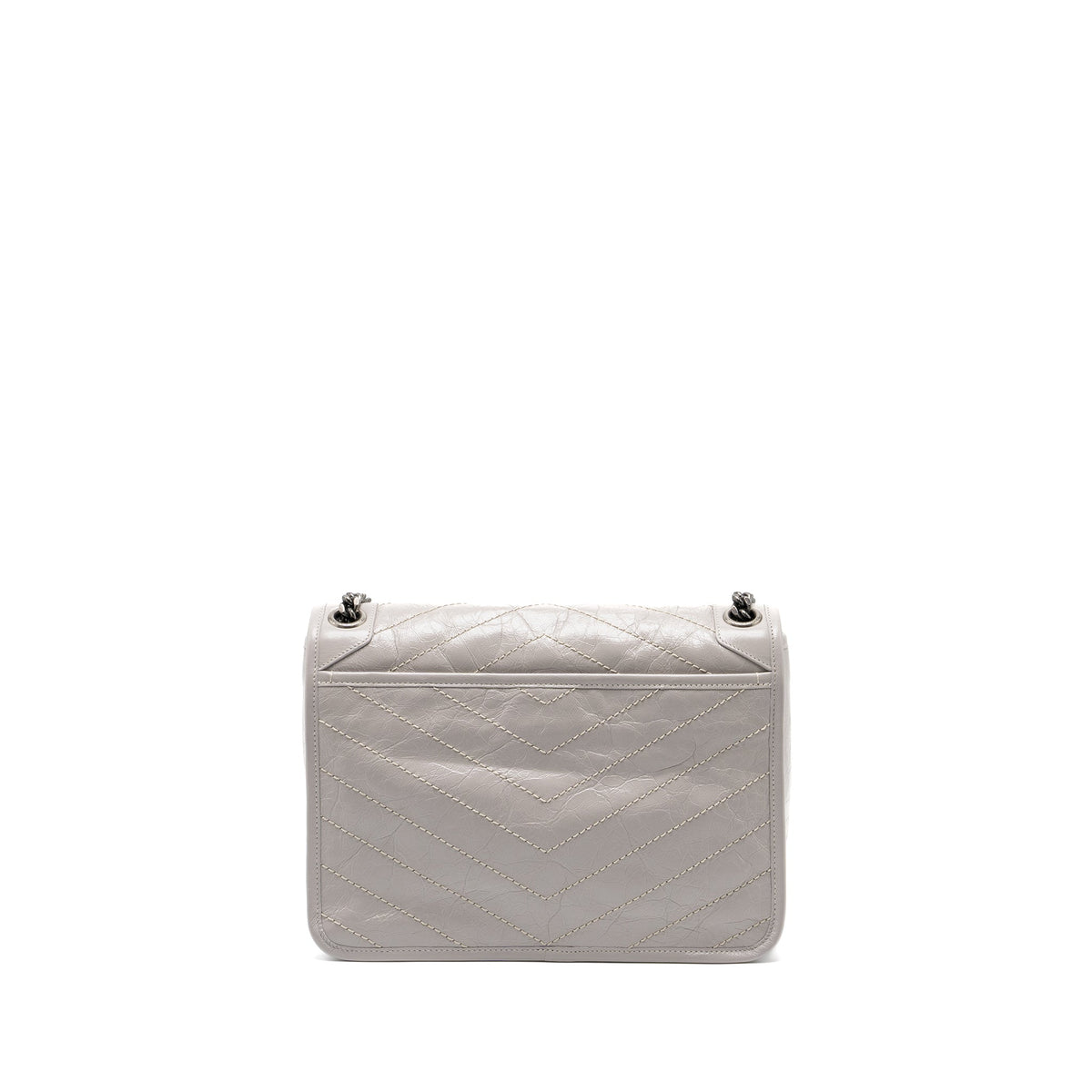 SAINT LAURENT MEDIUM NIKI BAG CALFSKIN GREY RUTHENIUM HARDWARE