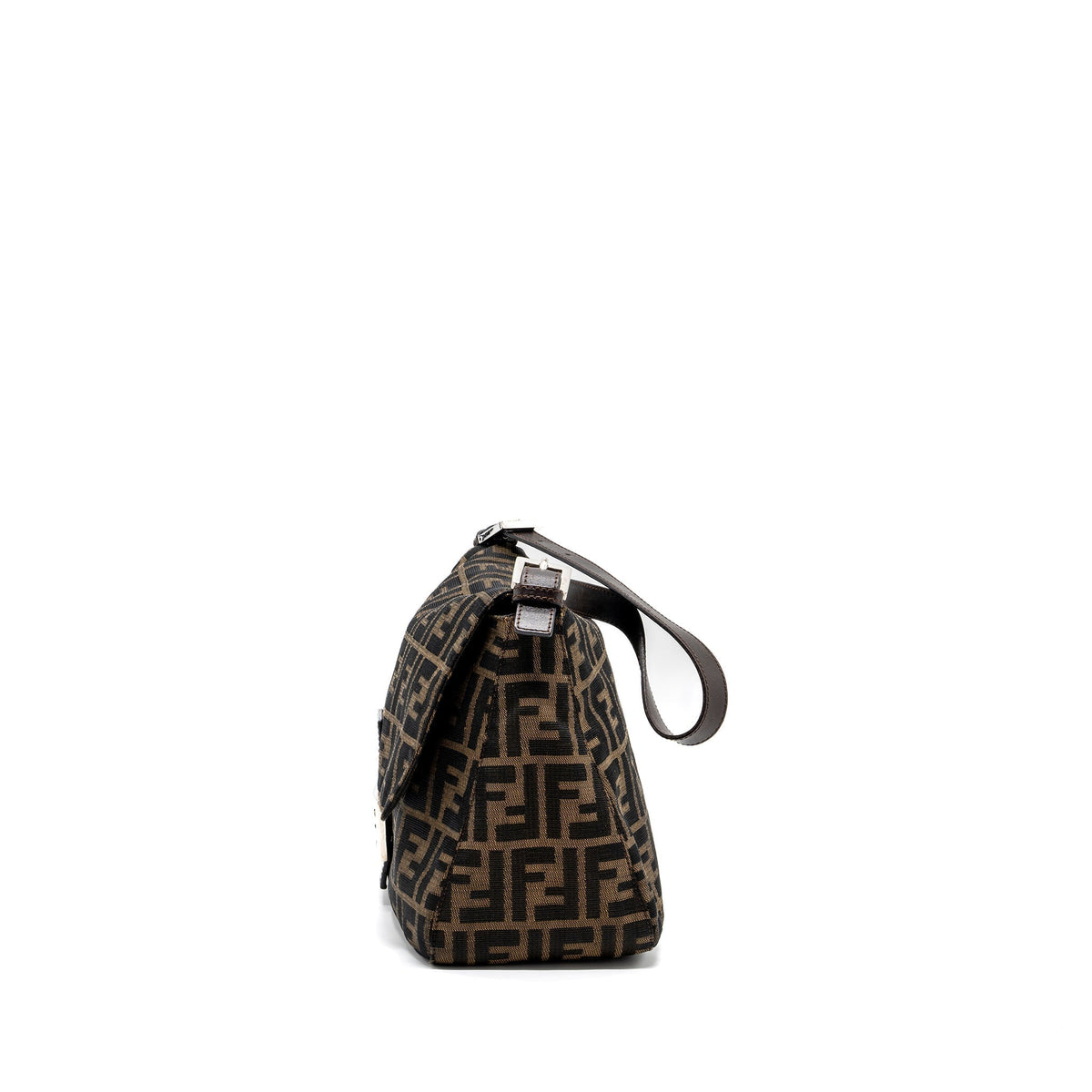 FENDI VINTAGE SHOULDER BAG FF JACQUARD CANVAS BROWN SHW