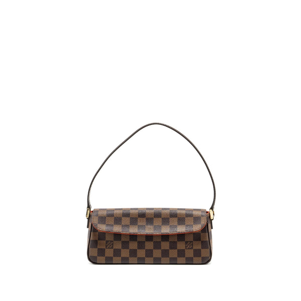 LOUIS VUITTON VINTAGE FLAP SHOULDER BAG DAMIER EBENE GHW
