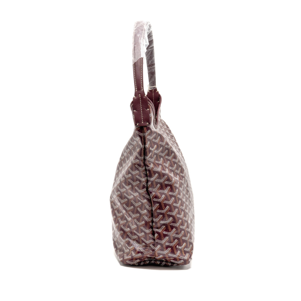 GOYARD BOHEME HOBO PM BAG GOYARDINE CANVAS/CALFSKIN BURGUNDY SHW