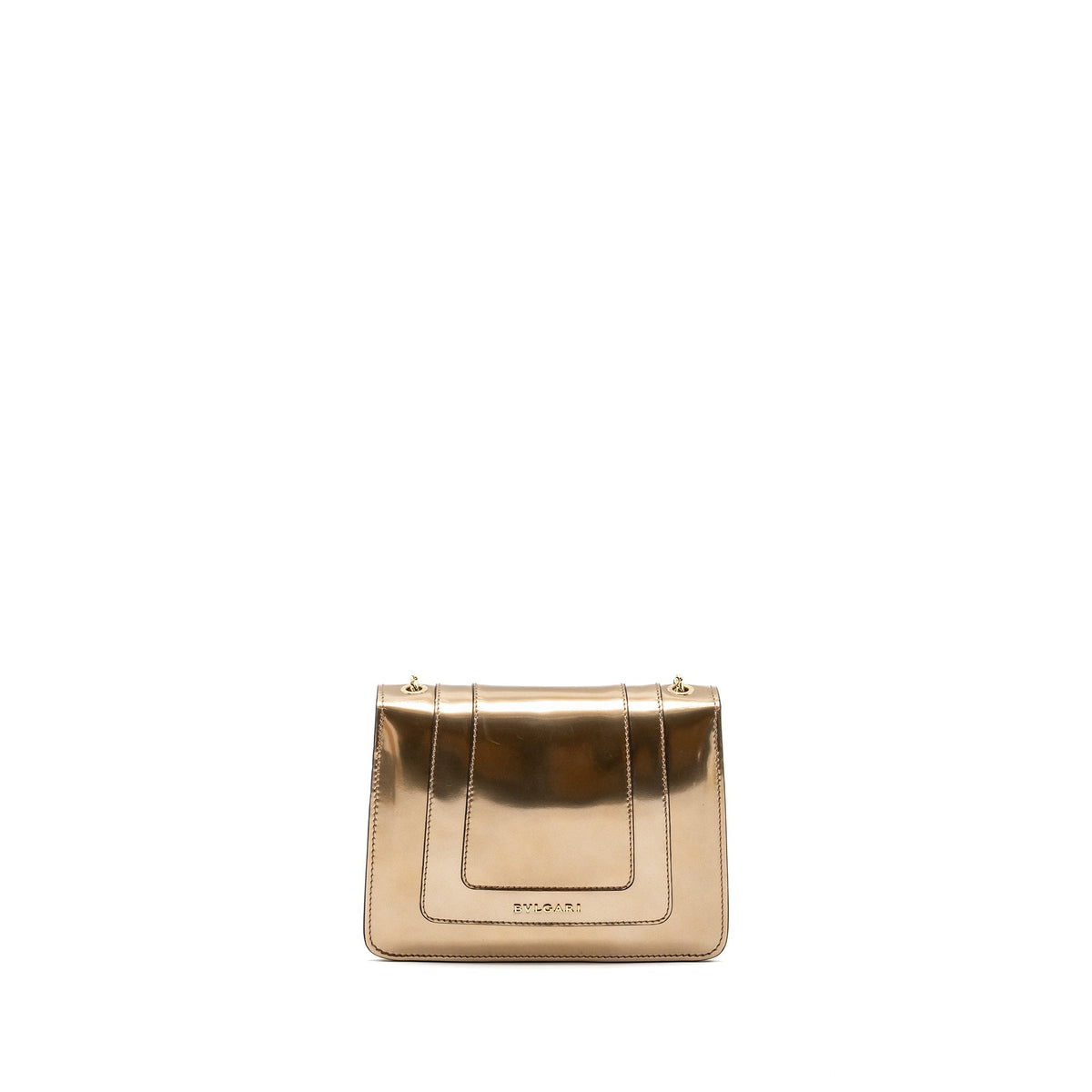 BVLGARI SERPENTI FOREVER SHOULDER BAG PATENT METALLIC GOLD GHW