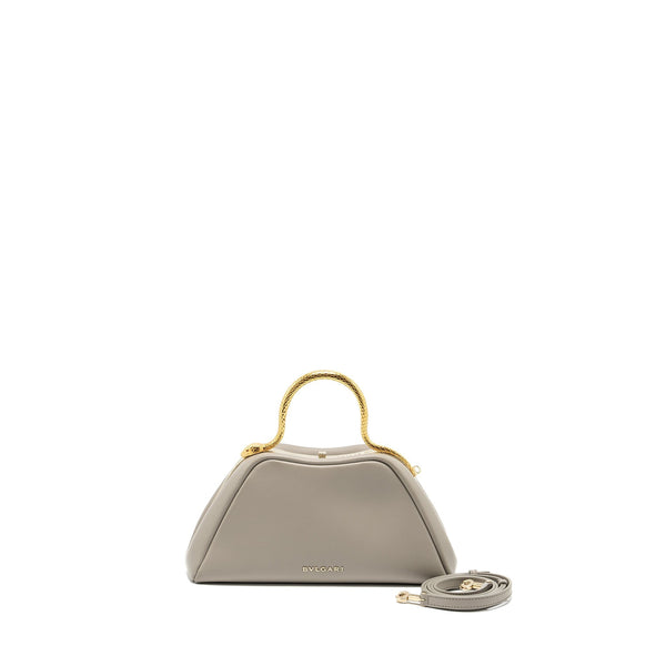 BVLGARI SERPENTINE TOP HANDLE BAG SMOOTH CALFSKIN GREY GHW