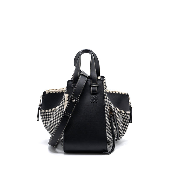 LOEWE SMALL HAMMOCK BAG CALFSKIN / FABRIC MULTICOLOR BLACK / WHITE SHW