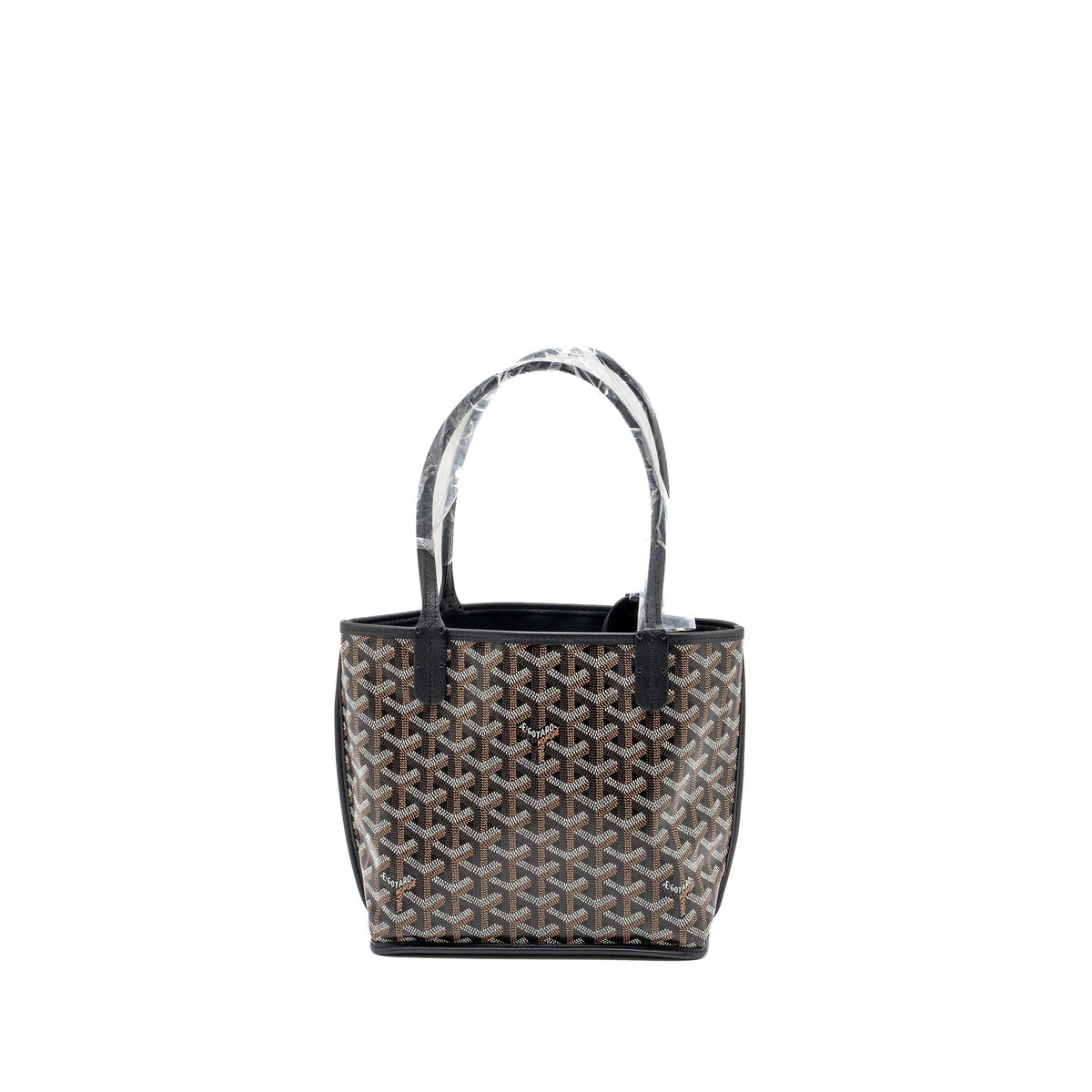 GOYARD ANJOU MINI TOTE BAG GOYARDINE CANVAS/CALFSKIN BLACK SHW