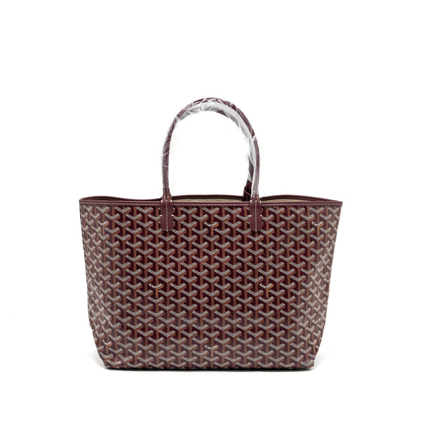 GOYARD SAINT LOUIS PM TOTE BAG GOYARDLINE CANVAS/CALFSKIN BURGUNDY SHW
