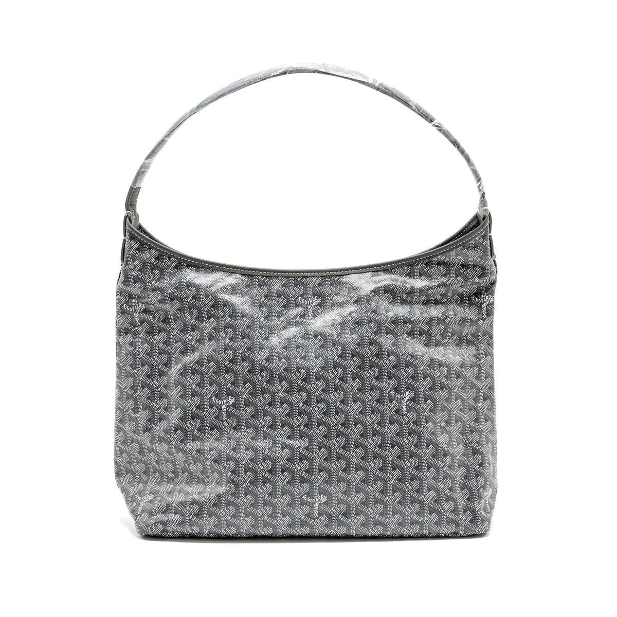 GOYARD BOHEME HOBO PM BAG GOYARDINE CANVAS/CALFSKIN GRIS SHW