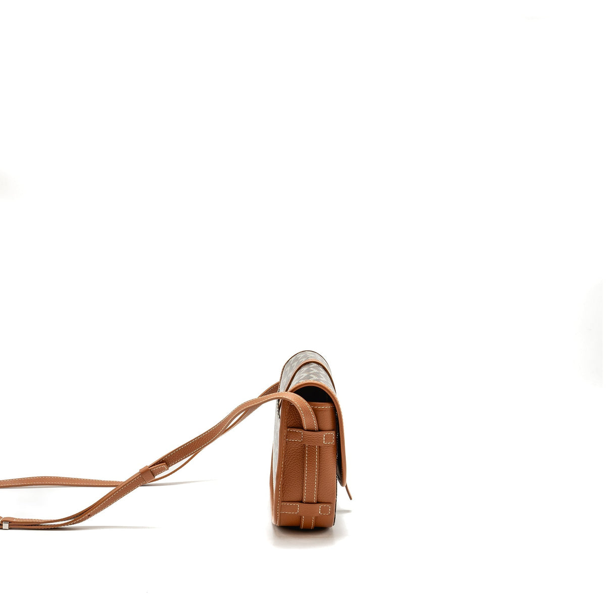 GOYARD BELVEDERE PM MESSENGER BAG GOYARDINE CANVAS/CALFSKIN TAN SHW