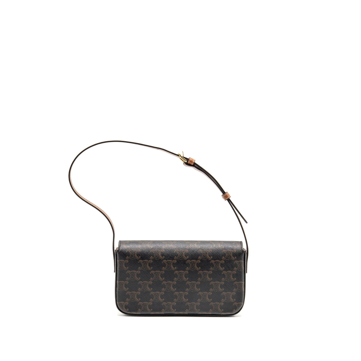 CELINE TRIOMPHE SHOULDER BAG CLAUDE CANVAS TAN GHW