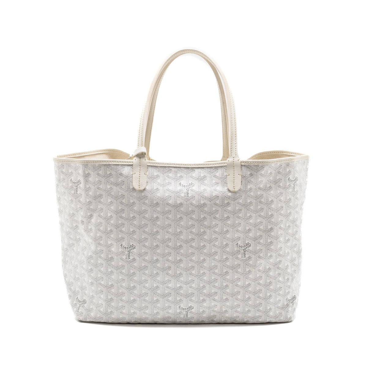 GOYARD SAINT LOUIS PM TOTE LIMITED EDITION GOYARDINE CANVAS/CALFSKIN WHITE/BLUE/YELLOW SHW