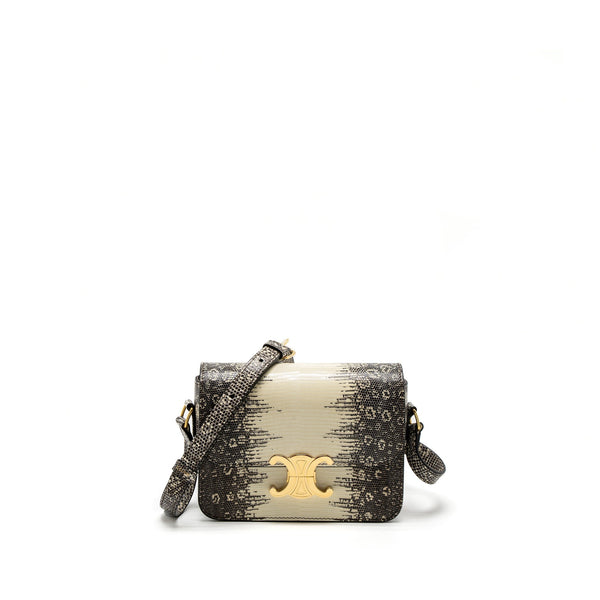 CELINE TEEN TRIOMPHE BAG LIZARD NATURAL COLOUR GHW