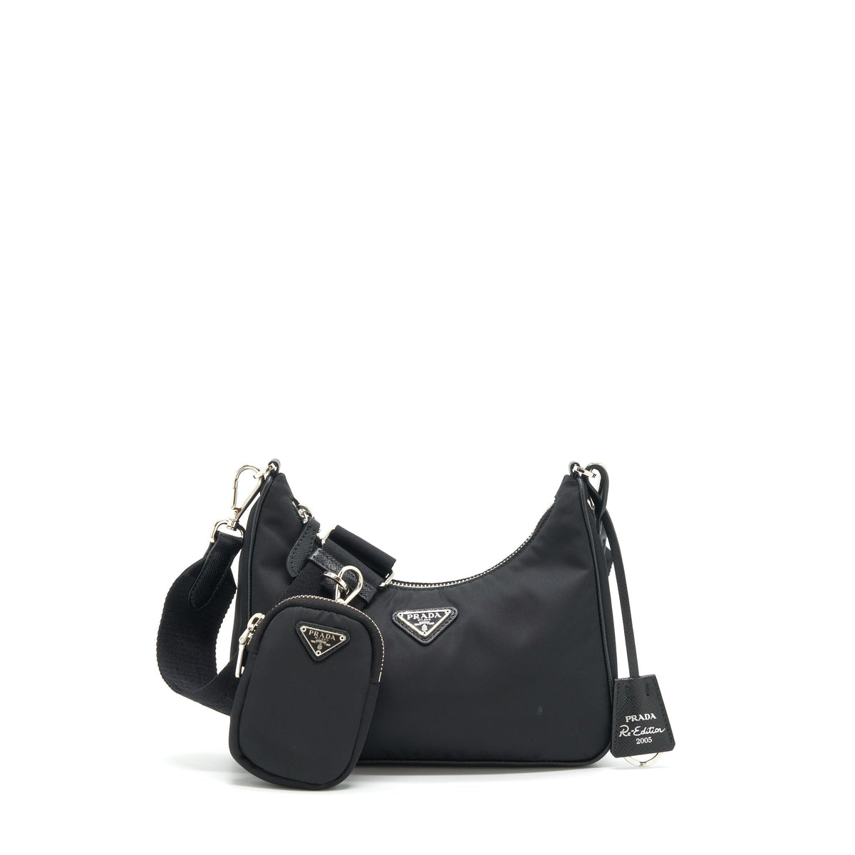PRADA REEDITION 2005 RE NYLON BAG BLACK SHW(CHAIN HANDLE MISSING）