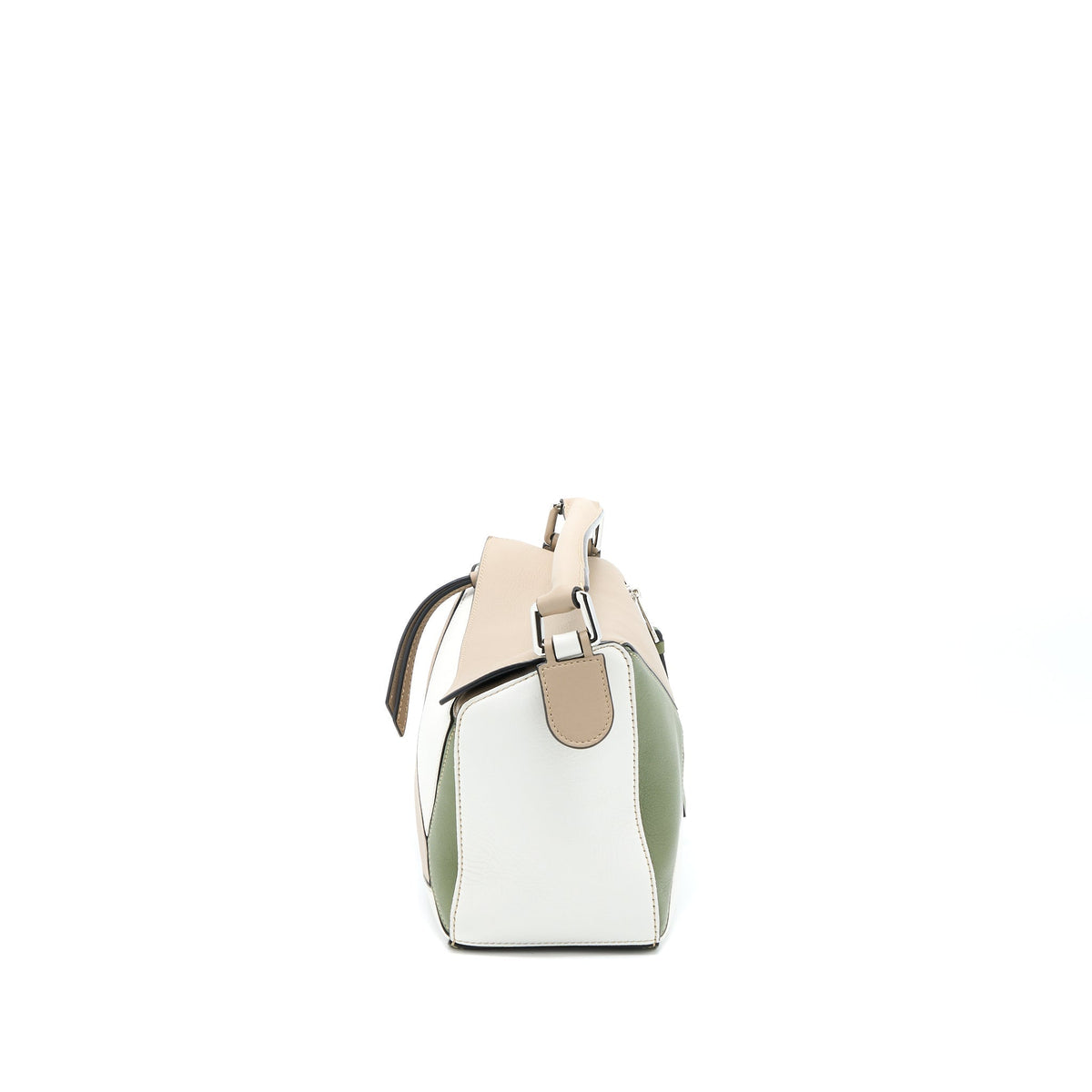 LOEWE SMALL PUZZLE COLORBLOCK BEIGE/WHITE/GREEN SHW