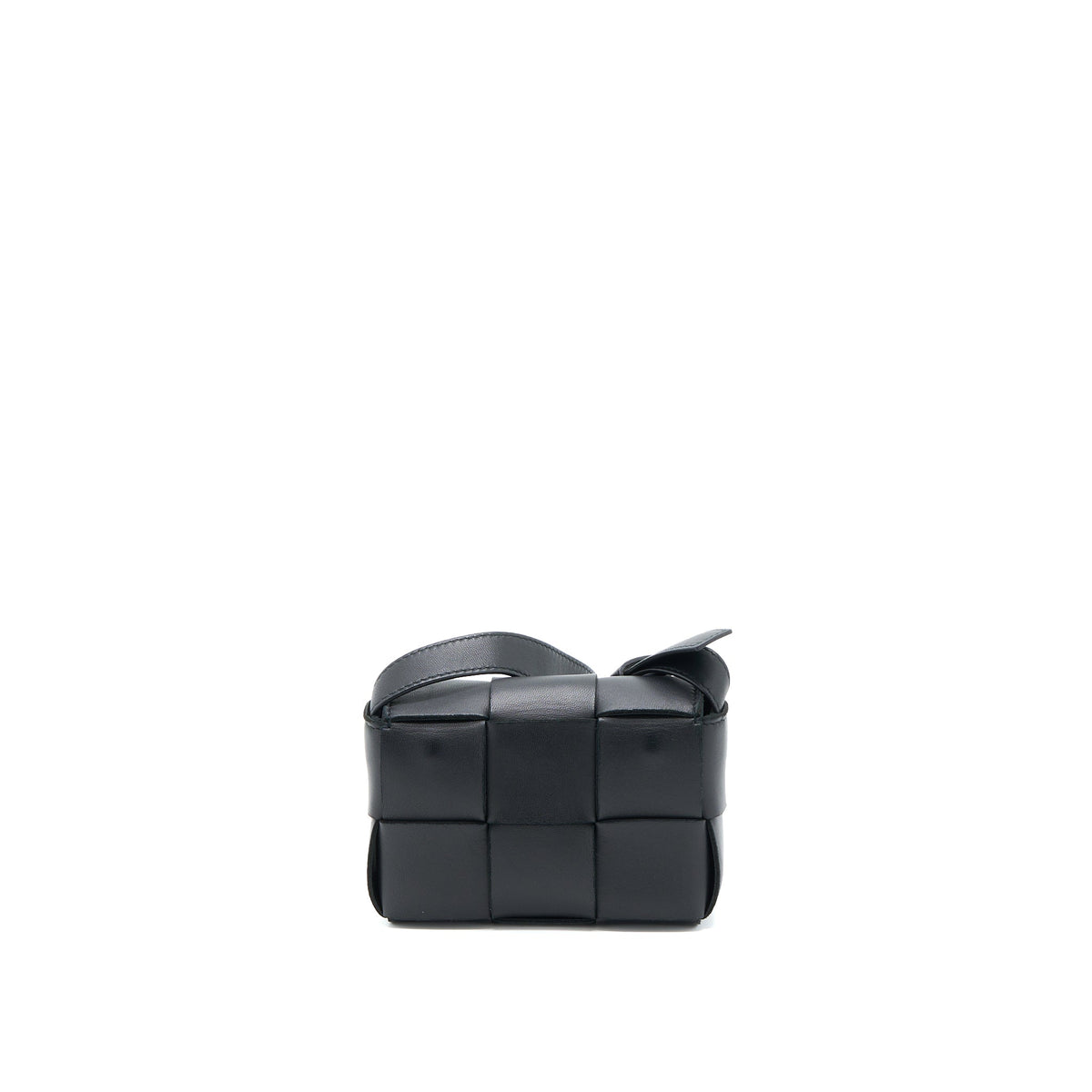 BOTTEGA VENETA MINI CASSETTE INTRECCIATO CROSSBODY BAG BLACK LGHW