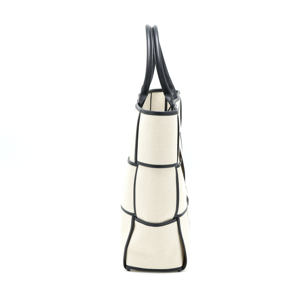 BOTTEGA VENETA LARGE ARCO TOTE CANVAS NATURAL / BLACK