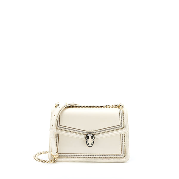 BVLGARI SERPENTI FOREVER FLAP BAG LIMITED EDITION CALFSKIN WHITE LGHW