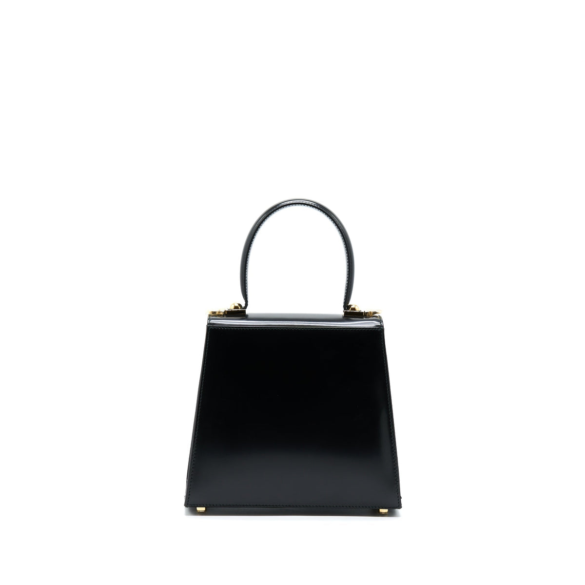 SALVATORE FERRAGAMO GANCINI TOP HANDLE BAG CALFSKIN BLACK GHW