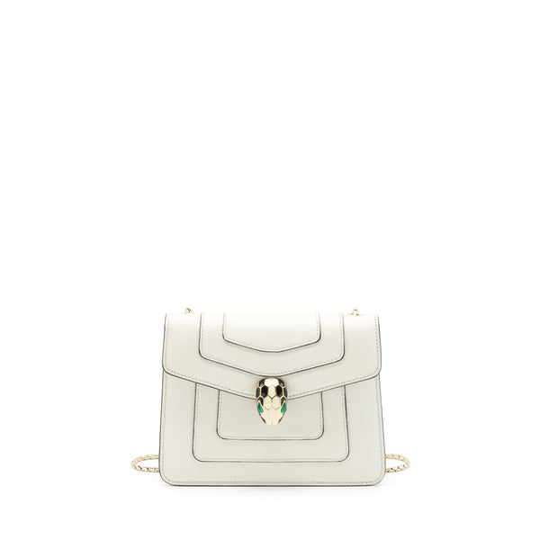 BVALGARI SERPENTI FOREVER CROSSBODY BAG CALFSKIN WHITE LGHW