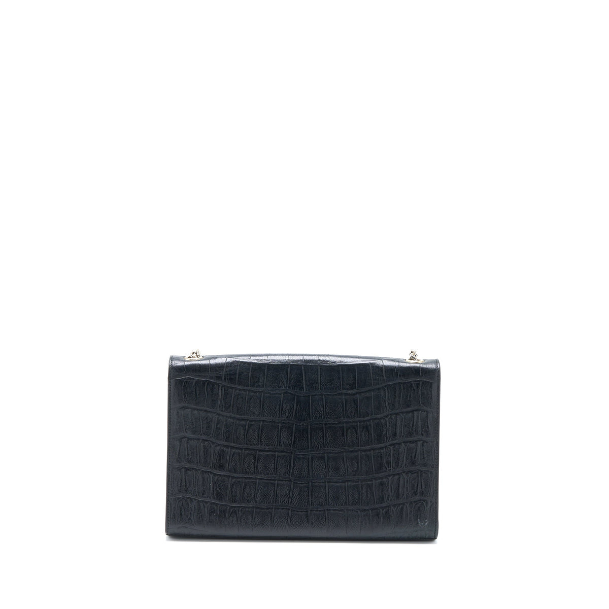 SAINT LAURENT KATE BAG CROC EMBOSSED LEATHER GREY SHW