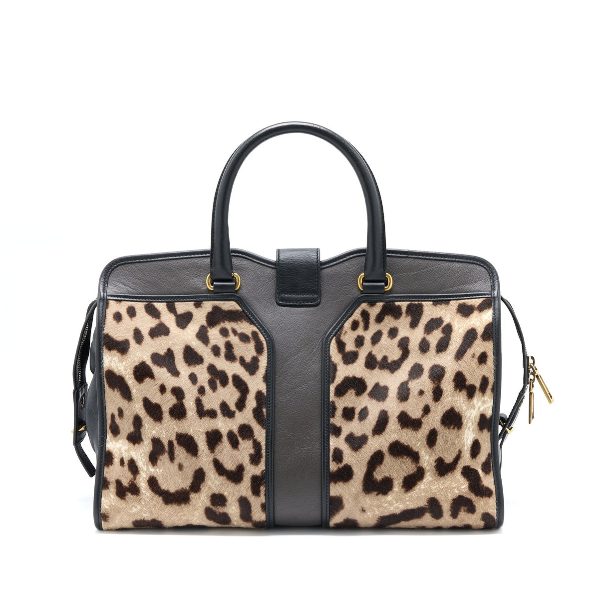 SAINT LAURENT CABAS CHYC TOTE BAG ANIMAL PRINT HORSEHAIR/CALFSKIN BLACK GHW