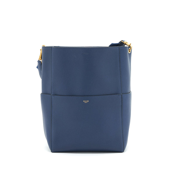 CELINE SANGLE BUCKET BAG NAVY GHW NEW LOGO
