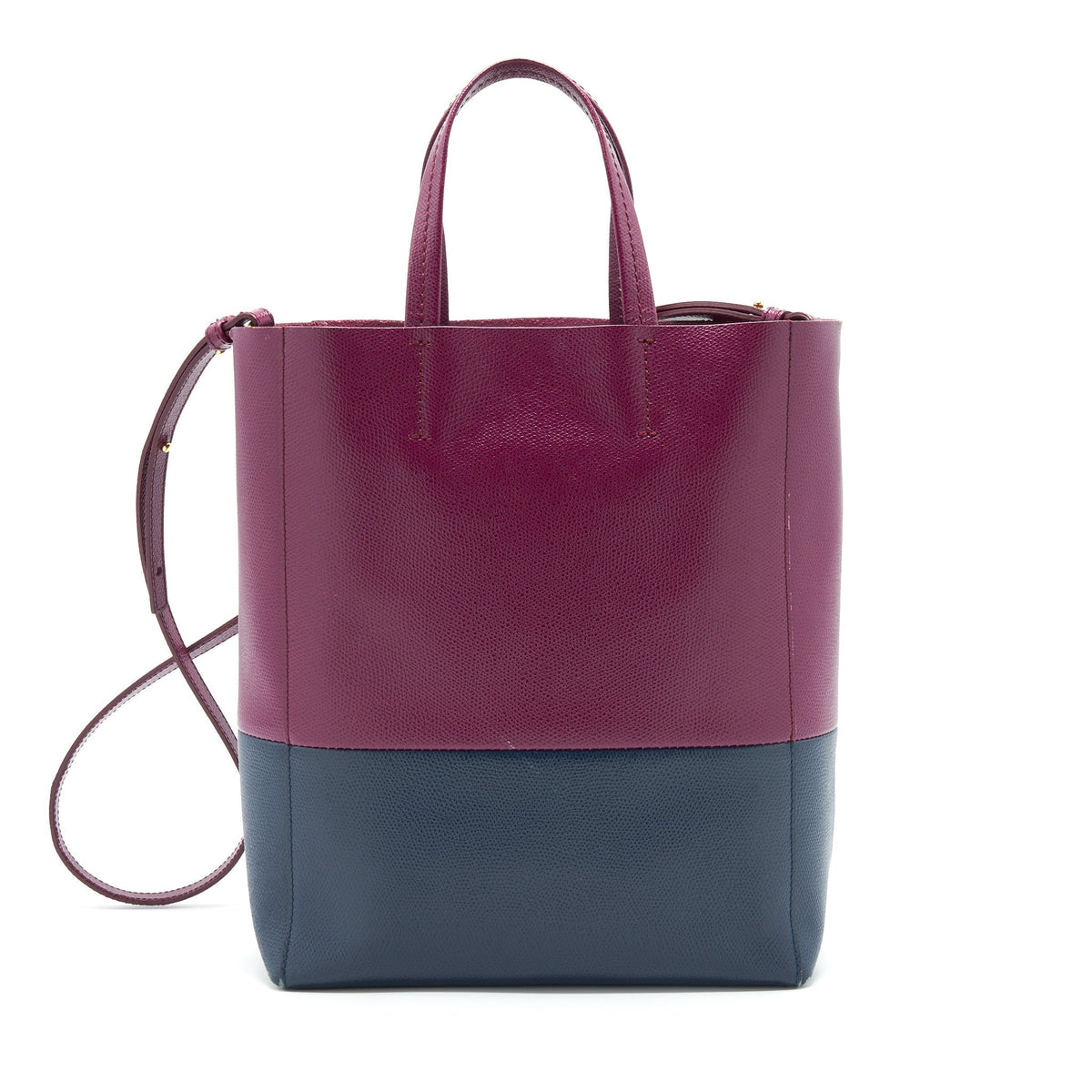 CELINE SMALL VERTICAL CABAS BAG PLUM/STEEL BLUE
