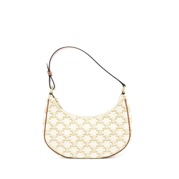 CELINE AVA BAG IN TRIOMPHE CANVAS AND CALFSKIN WHITE