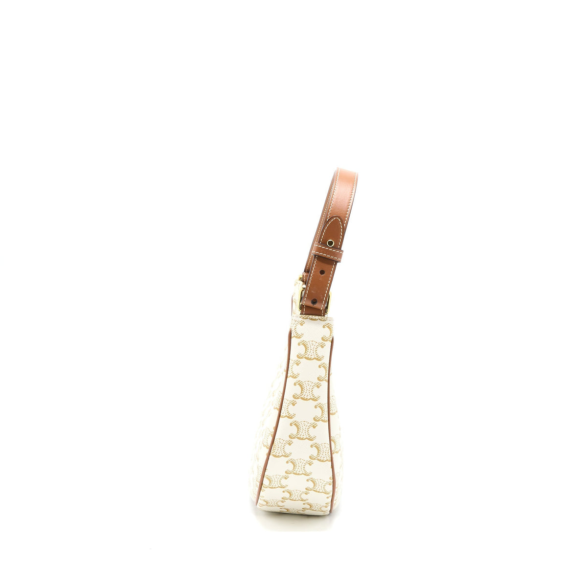 CELINE AVA BAG IN TRIOMPHE CANVAS AND CALFSKIN WHITE