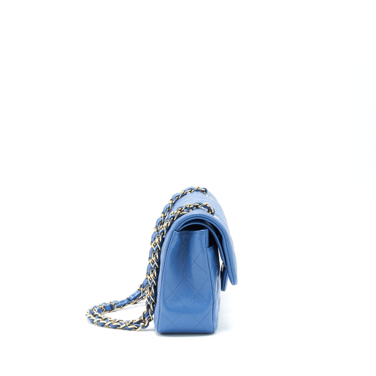 CHANEL SMALL CLASSIC DOUBLE FLAP CAVIAR BLUE LGHW