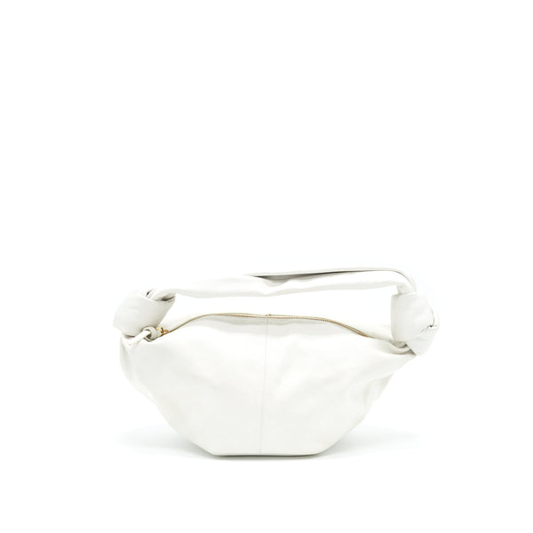 BOTTEGA VENETA DOUBLE KNOT LEATHER SHOULDER BAG WHITE