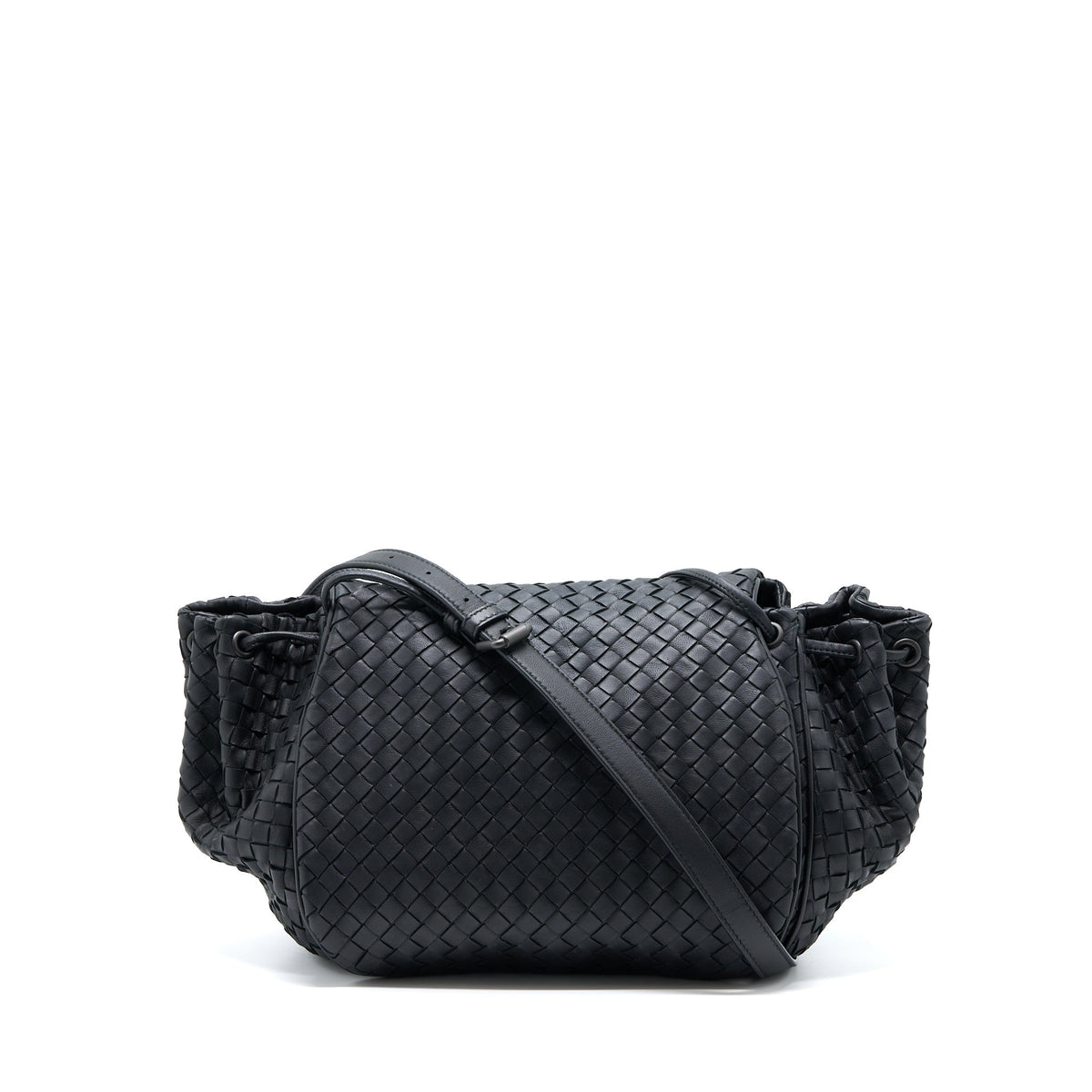 BOTTEGA VENETA INTRECCIATO FLAP BAG BLACK