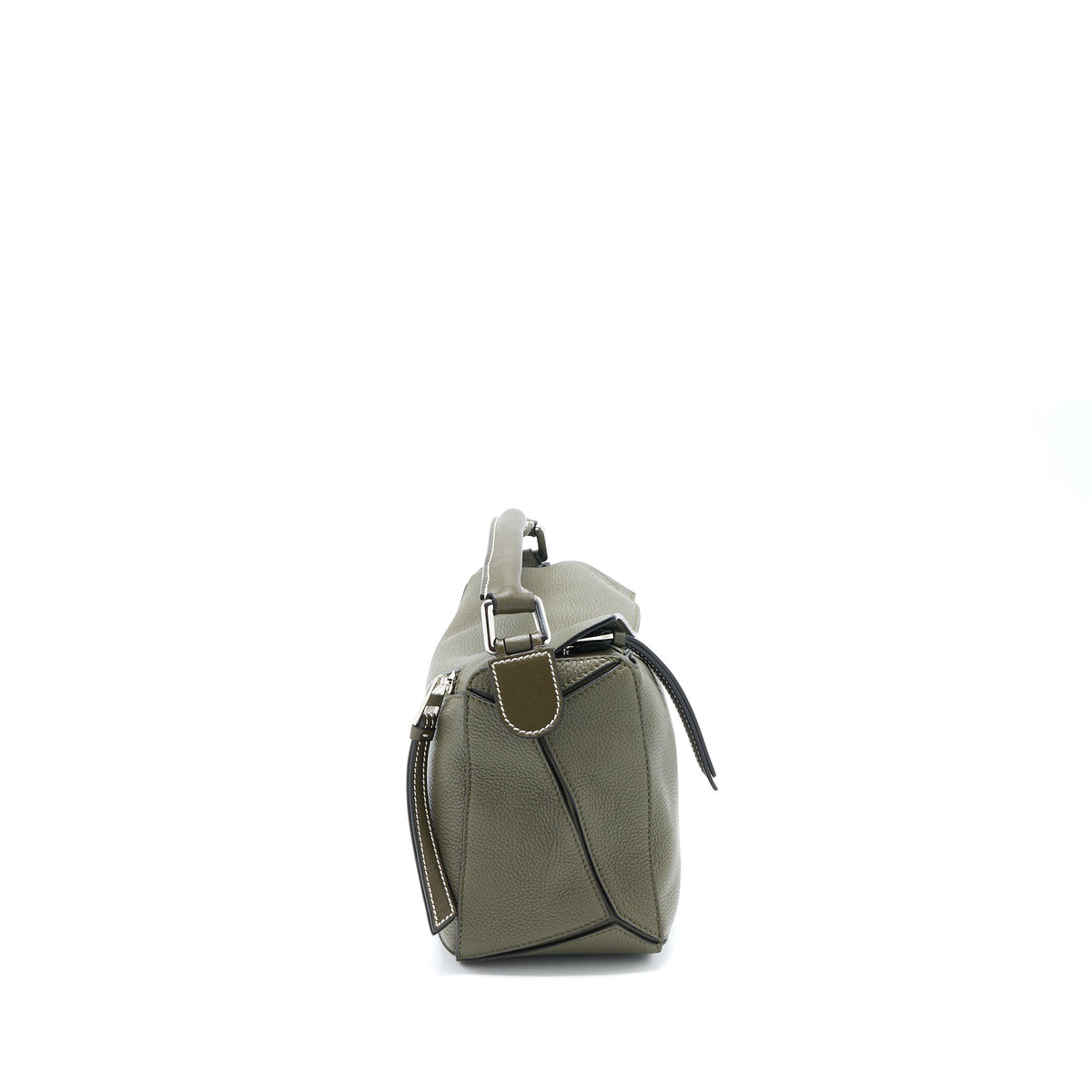 LOEWE SMALL PUZZLE BAG GRAINED CALFSKIN DARK KHAKI GREEN SHW