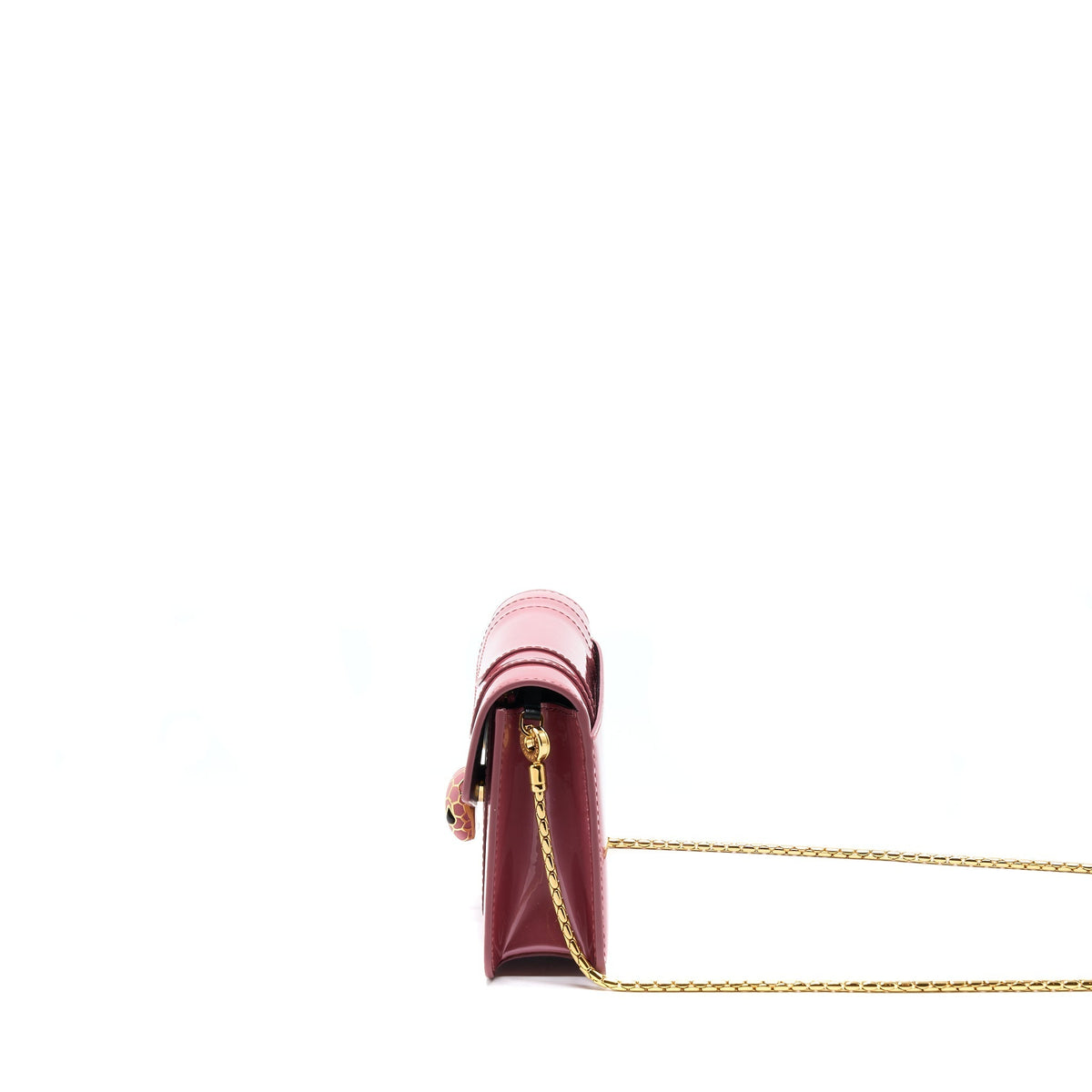 BVLGARI SERPENTI FOREVER CHAIN WALLET PATENT DARK PINK