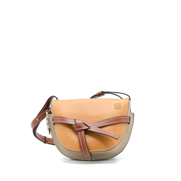 LOEWE GATE BAG SOFT CALFSKIN AMBER/LIGHT GREY/RUST GHW
