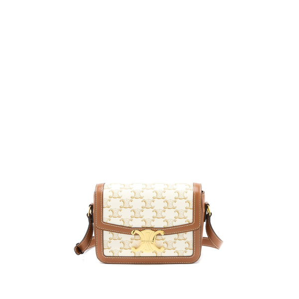 CELINE TEEN TRIOMPHE BAG TRIOMPHE CANVAS/CALFSKIN WHITE GHW
