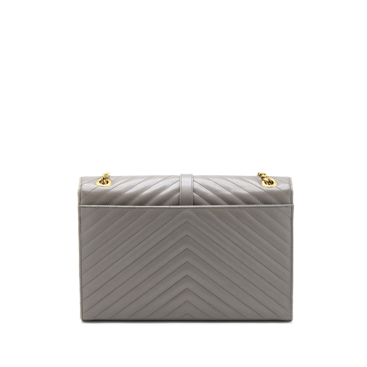 SAINT LAURENT ENVELOPE LARGE BAG CALFSKIN GREY GHW
