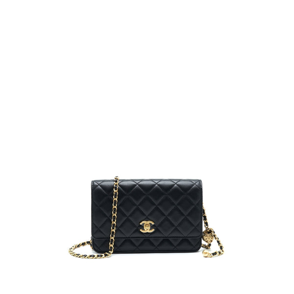 CHANEL PEARL CRUSH WALLET ON CHAIN BLACK GHW (MICRICHIP)