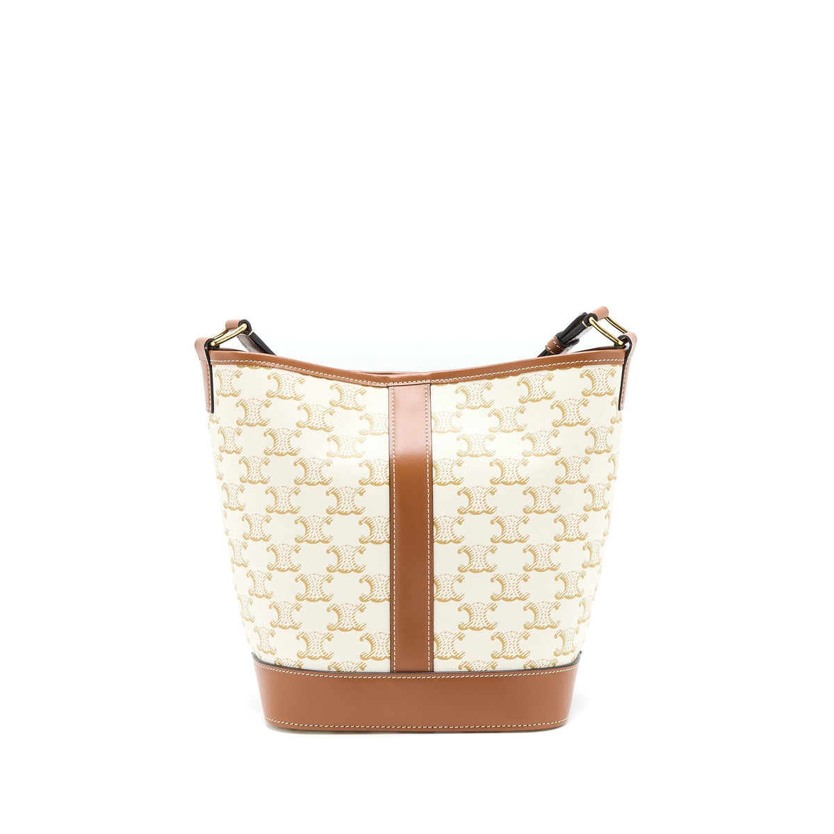 CELINE SMALL BUCKET BAG TRIOMPHE CANVAS/CALFSKIN WHITE