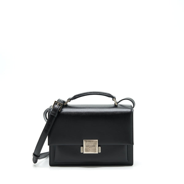 SAINT LAURENT/YSL BELLACHASSE CALFSKIN BLACK RUTHENIUM SLIVER HARDWARE
