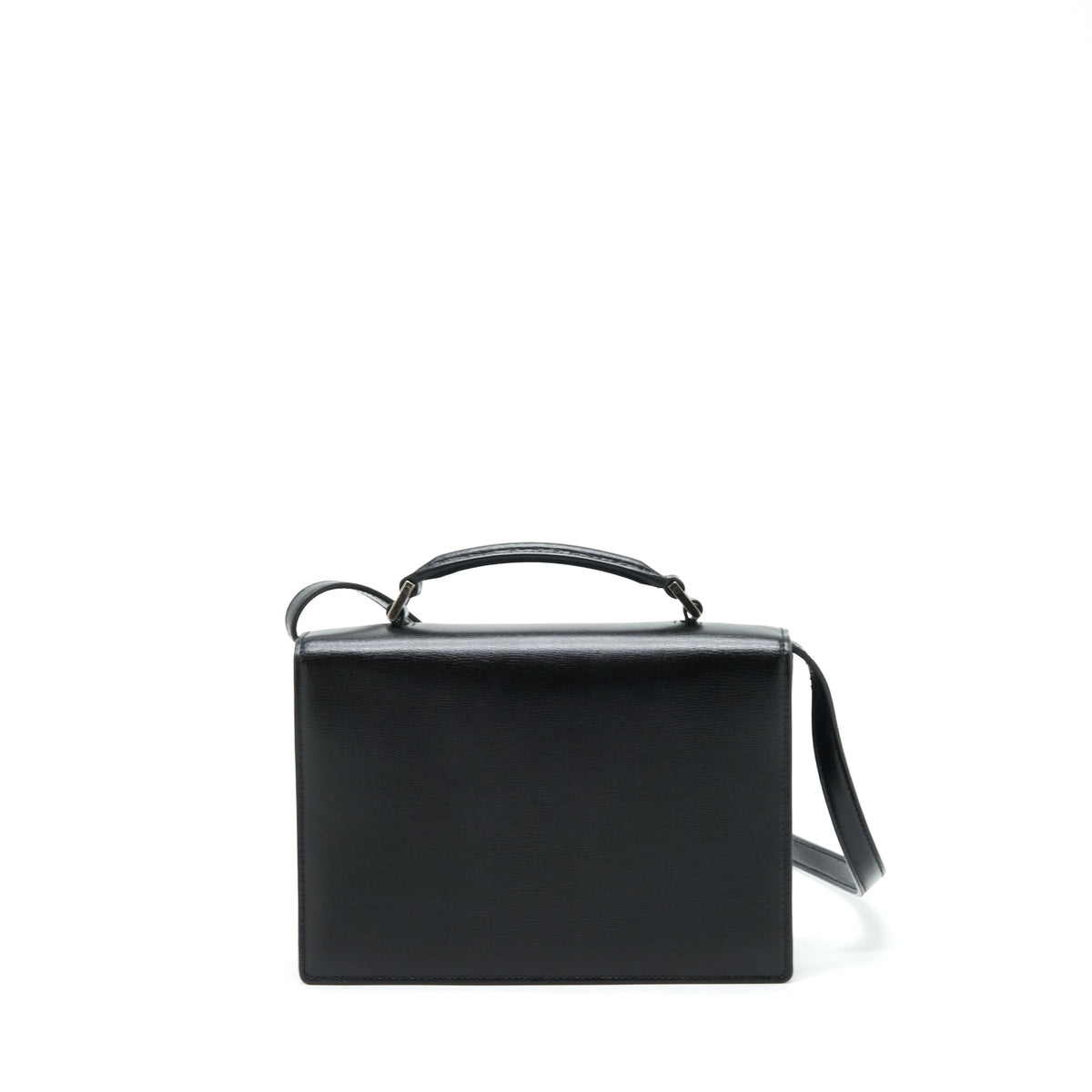 SAINT LAURENT/YSL BELLACHASSE CALFSKIN BLACK RUTHENIUM SLIVER HARDWARE