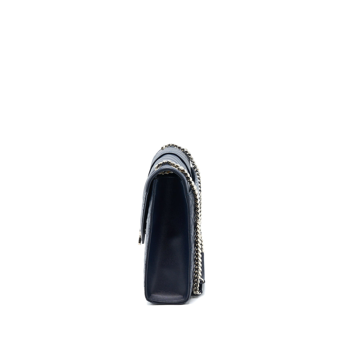 SAINT LAURENT ENVELOP SHOULDER BAG CALFSKIN NAVY SHW