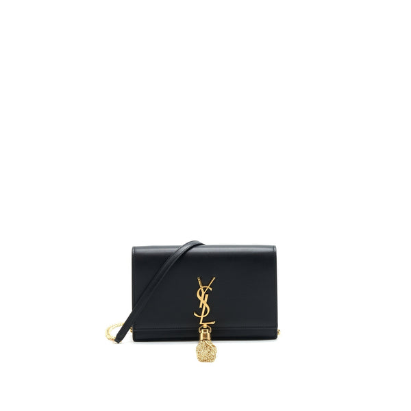 SAINT LAUREN  KATE WALLET ON CHAIN WITH TASSEL BLACK GHW