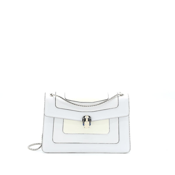 BVLGARI SERPENTI FOREVER SHOULDER BAG PATENT WHITE SHW