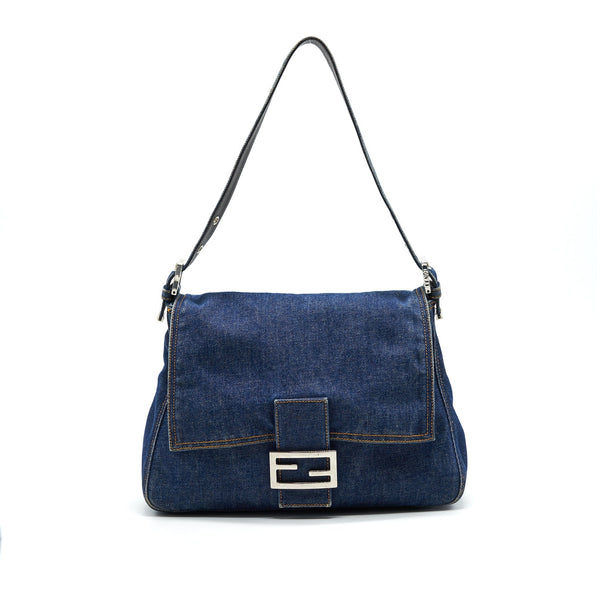 FENDI VINTAGE DENIM MAMMA BAGUETTE SHOULDER BAG