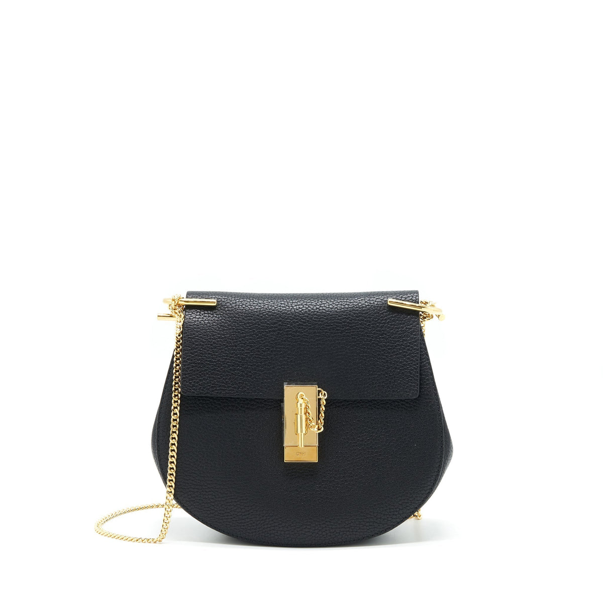 CHLOE DREW SHOULDER BAG GRAINED CALFSKIN BLACK GHW