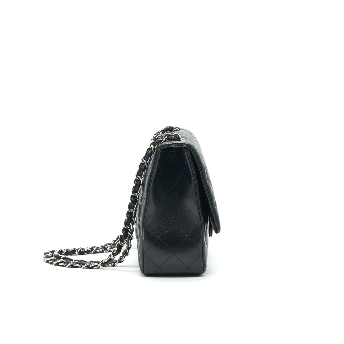 CHANEL SINGLE FLAP JUMBO BAG LAMBSKIN BLACK SHW