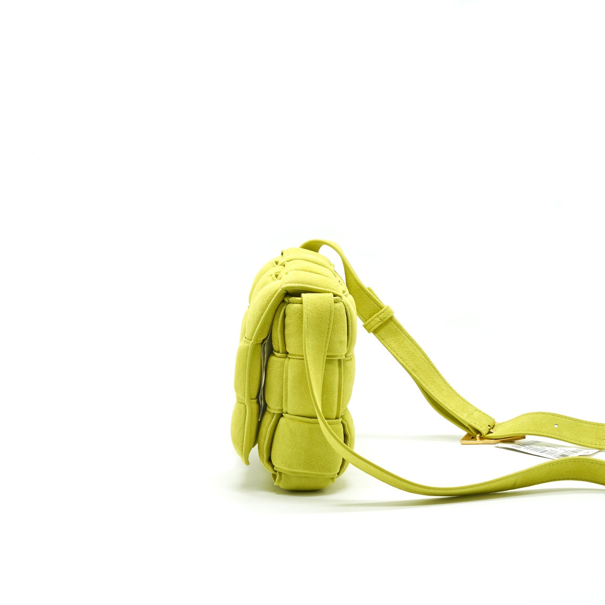 BOTTEGA VENETA CASSETTE PADDED SUEDE MESSAGER BAG GREEN