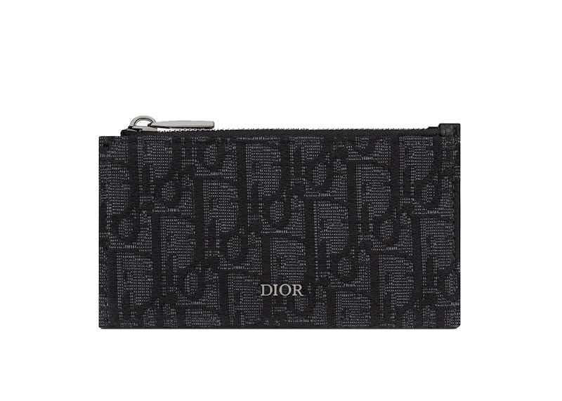 Zipped Card Holder Oblique Jacquard Black